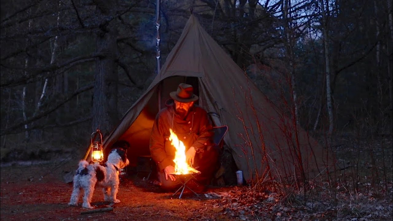 Spring overnighter together with my little dog 🐕 in a hot tent 🏕🔥🌲