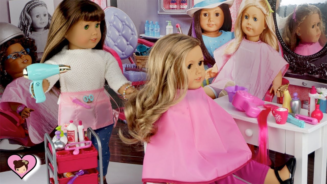 Doll Hair Salon Toy Pretend Play - American Girl School Morning Routine