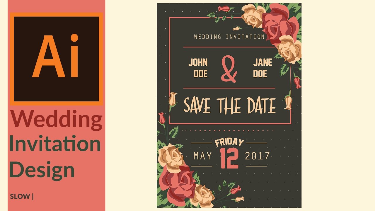 Modern wedding invitation designing in adobe illustrator