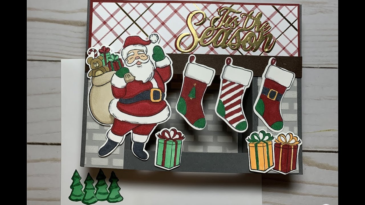 Stampin’Up Flickering Fireplace Holly Jolly Christmas Card