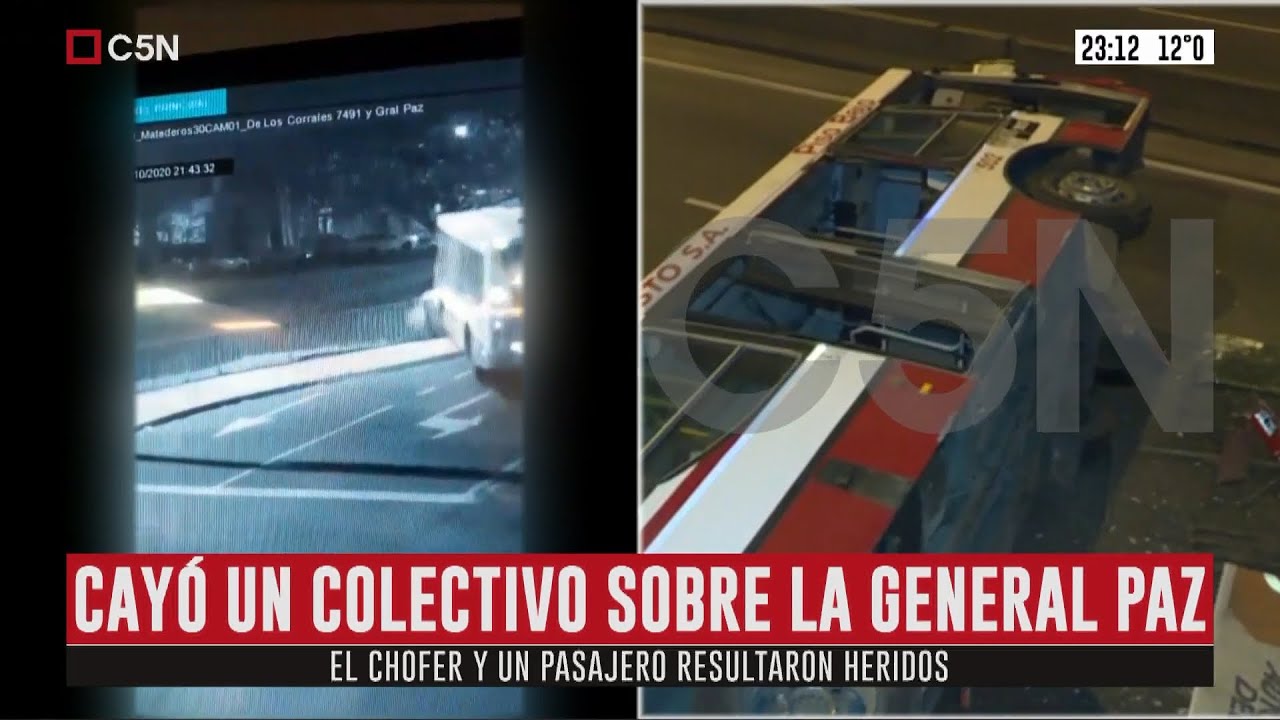 Un colectivo cayó sobre la Avenida General Paz en Mataderos