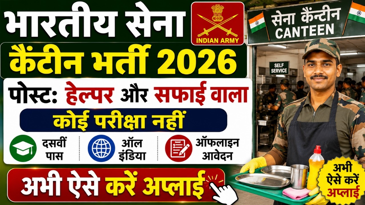 Army Canteen Bharti 2026 II Station Canteen Kanpur Cantt Vacancy 2026