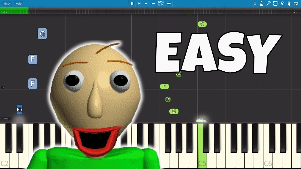 How to play Basics In Behaviour - EASY Piano Tutorial - Baldi's Basics The Living Tombstone