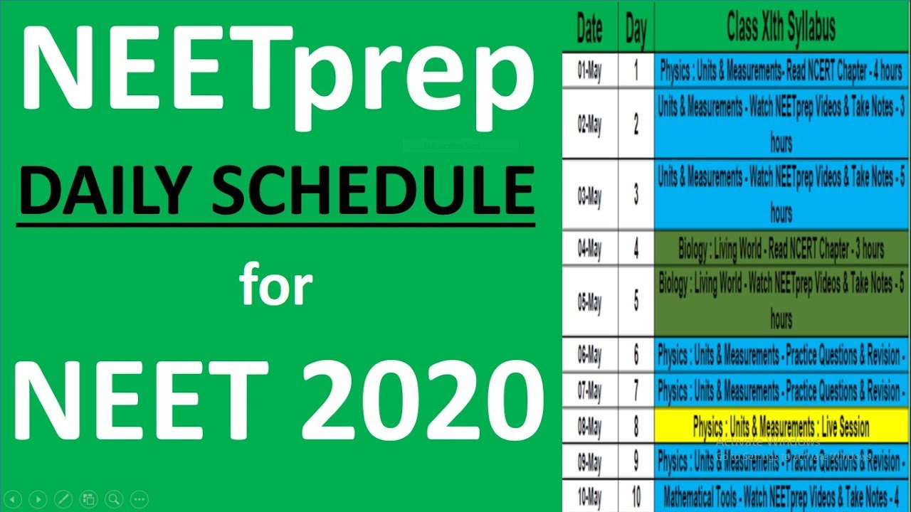 NEETprep NEET 2020 DAILY SCHEDULE Study plan - AIIMS NEET 2021 preparation Motivation Tips Tricks