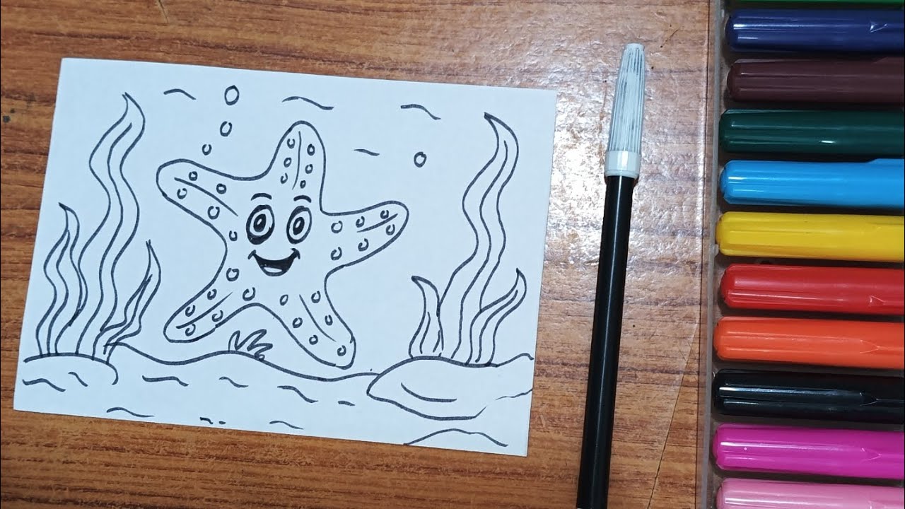 How to draw a cute star fish ⭐💞🌈#Easystarfishdrawingforkids#stepbystepdrawing#viralvideo