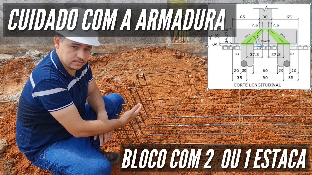 DIFERENÇA entre BLOCO DE 2 ESTACAS E 1 ESTACA, ARMADURA BLOCO