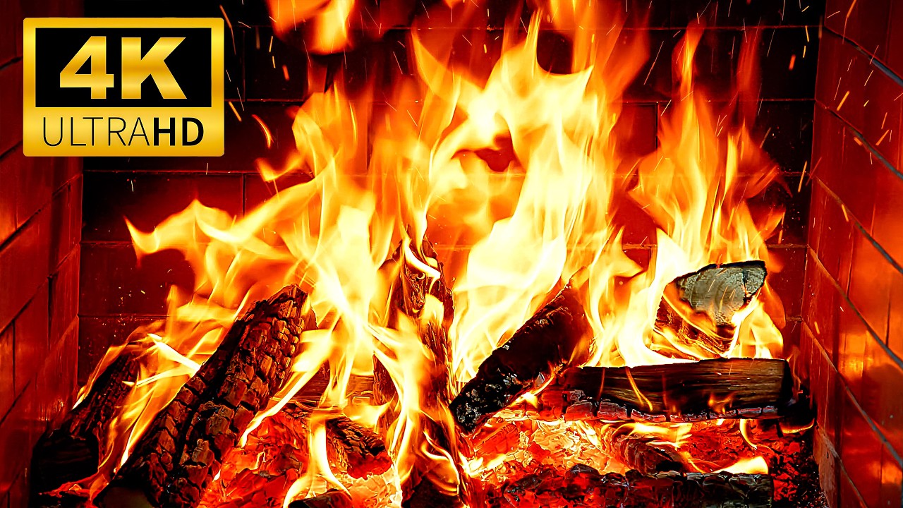Magnificent Fireplace Burning 3 Hours 🔥4K ULTRA HD Cozy Fireplace Video with Crackling Fire Sounds
