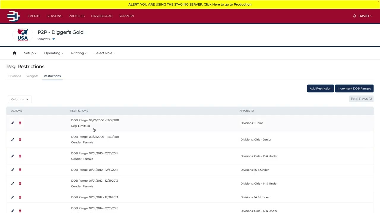 How to import and/or create restrictions for your event