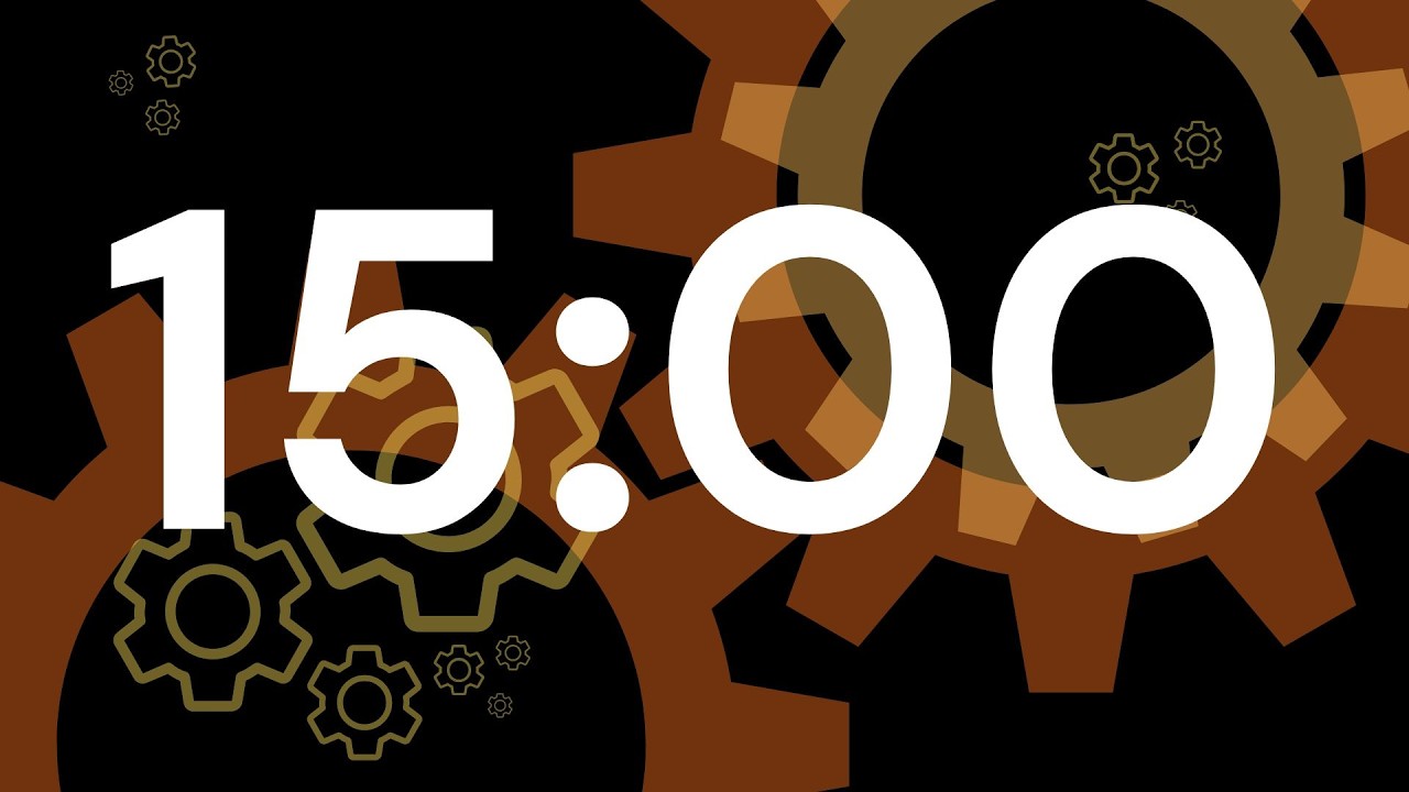 15 Minute Break Timer 🧡 Short Rest Countdown 🧡 Smooth Animated Gear Background 🧡 ASMR Tick Tock