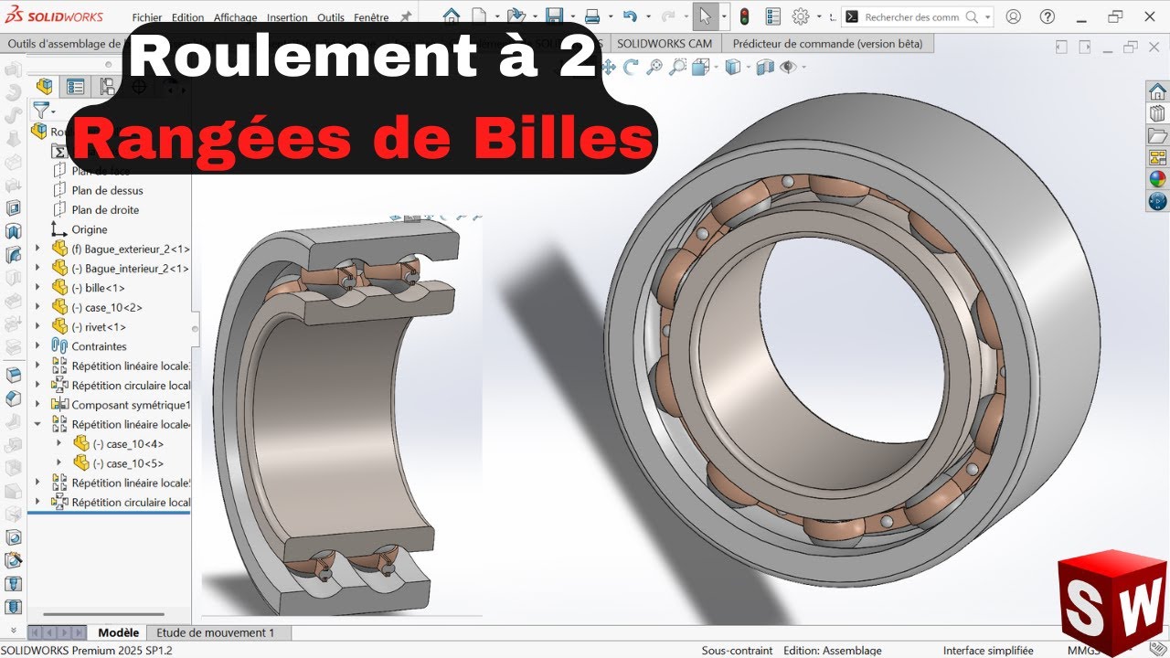 Roulement à 2 rangé de Bille sous SolidWorks