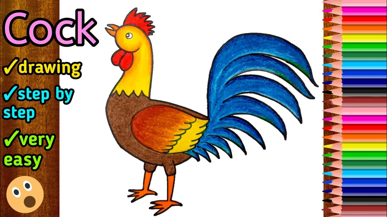 Rooster drawing / how to draw rooster step by step very easy / থ দিয়ে মোরগ আঁকা