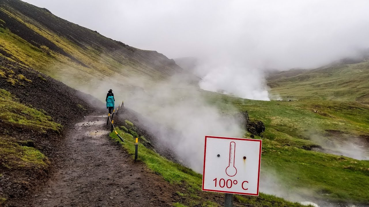 Hiking Reykjadalur Hot Spring Thermal River, South West Iceland