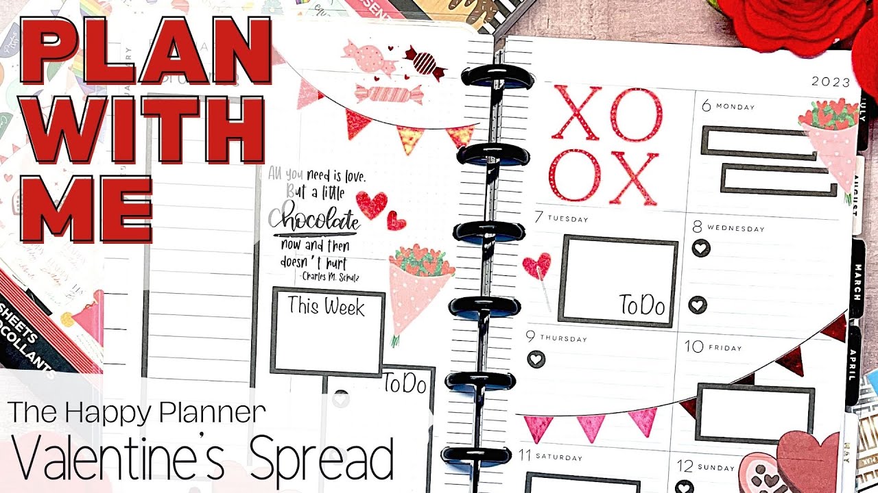 PLAN WITH ME - MINI DASHBOARD HAPPY PLANNER - VALENTINE SPREAD ESSENTIAL HOLIDAYS COLORFUL BOXES