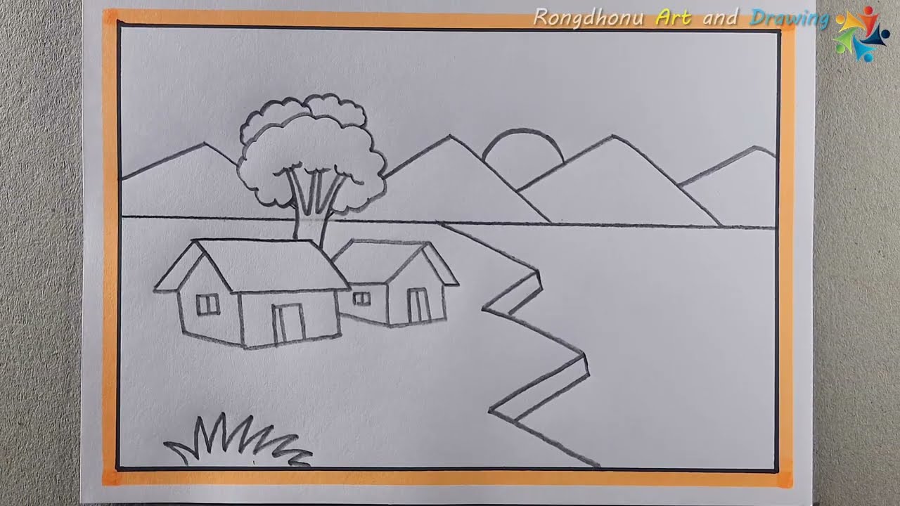 Village Scenery Drawing for Beginners ||  Pencil Drawing