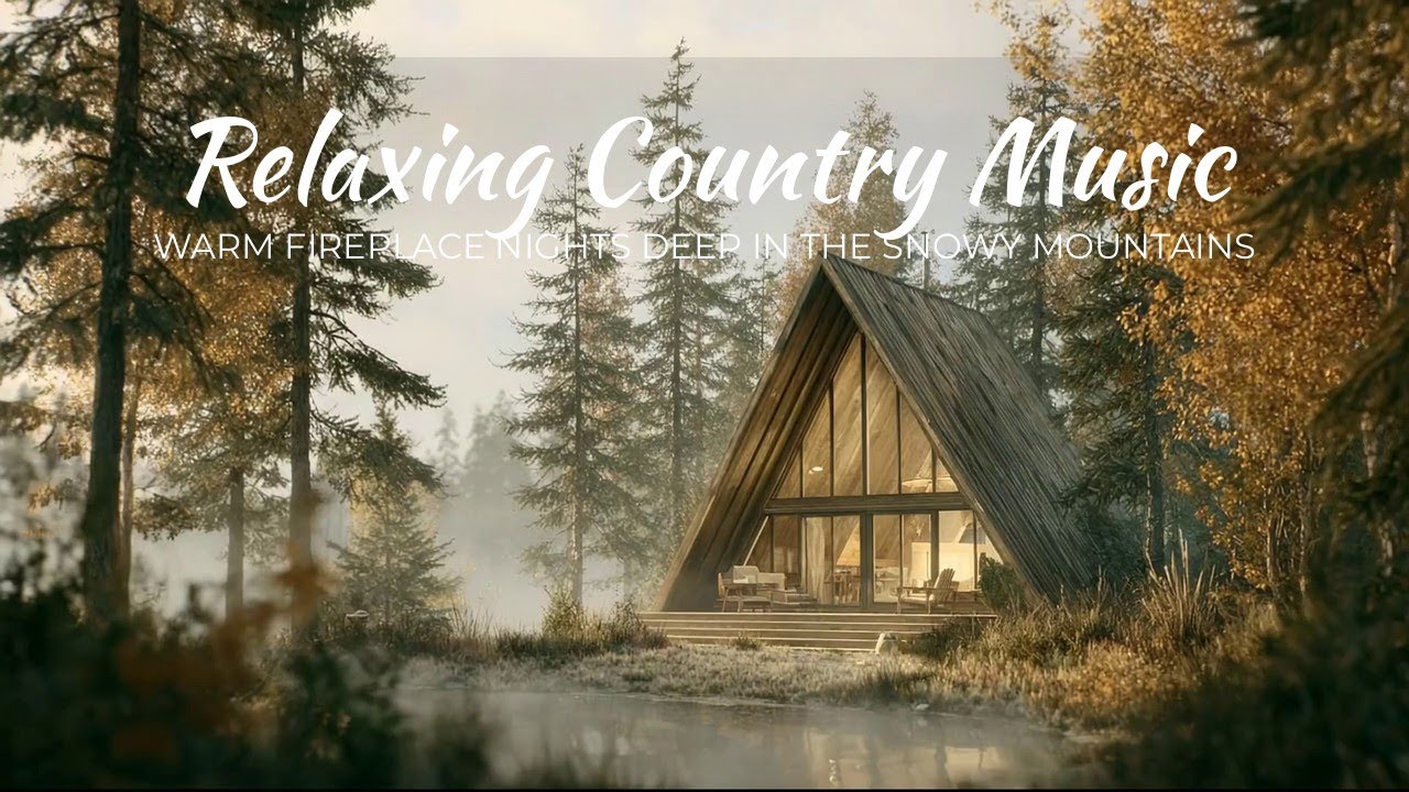 Relaxing Country Music | Warm Fireplace Nights Deep in the Snowy Mountains