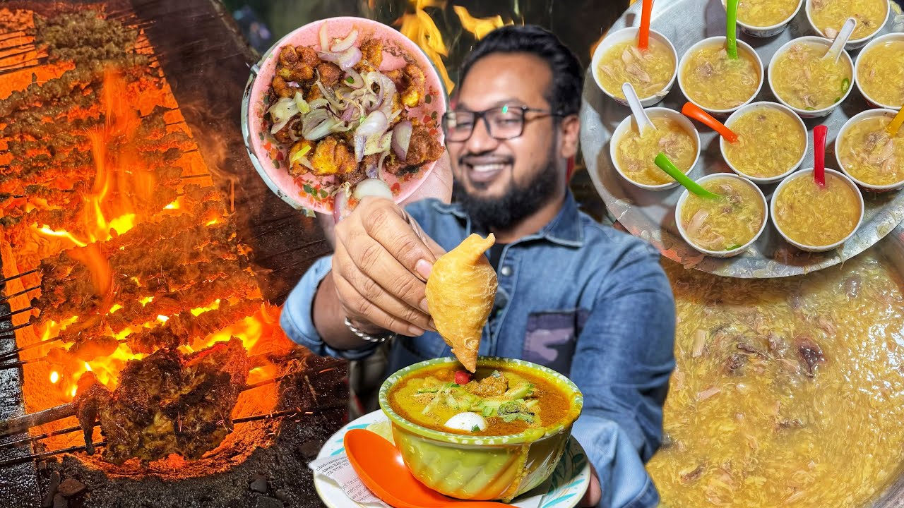 Winter Streetfood - গরুর কাবাব রোল, লুচি মগজ, নওশাদের স্যুপ, কোয়েলের ডিমের আচারি বিফ হালিম 🔥