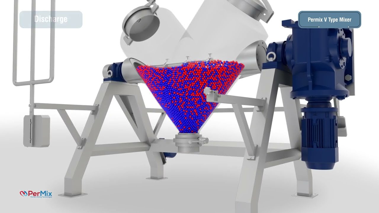 Tumble Mixers Double Cone and V Blender working in 3D