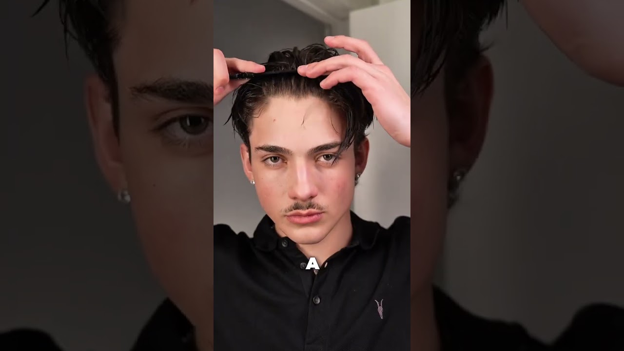 middle part hairstyle tutorial (@basedbodyworks)