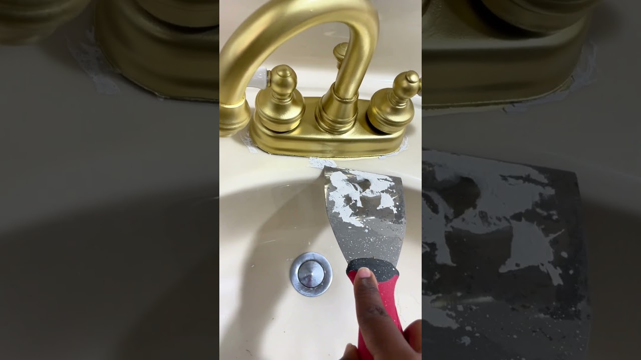 Tried to finesse the faucet with spray paint&hellip; epic fail 🥴 #bathroommakeover  #amazonfinds