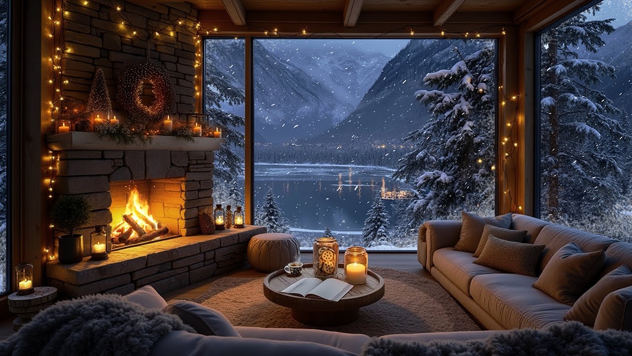 Enjoy the Snowfall from a Cozy Mountain Cabin ❄️🔥 Fireplace & Hot Tea