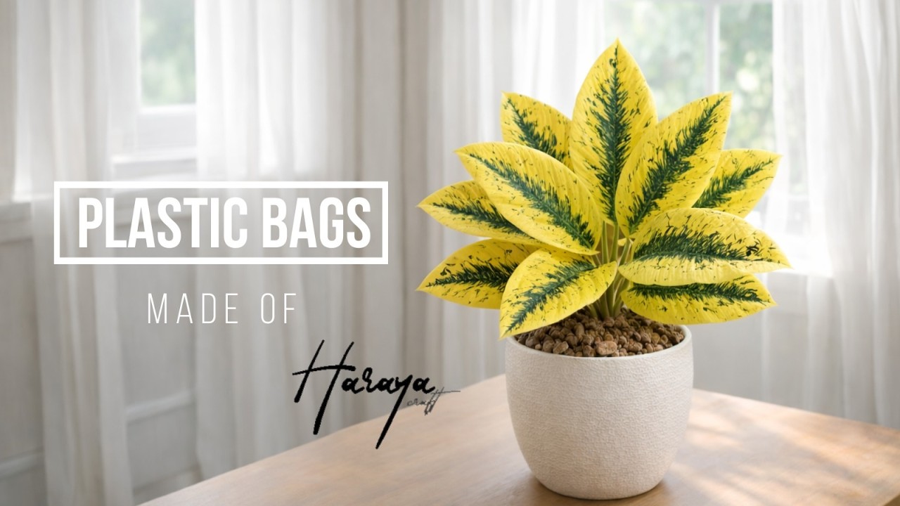 Tanaman Aglaonema tiruan dari plastik kresek 🧡 #DIY artificial plants from waste materials   #craft