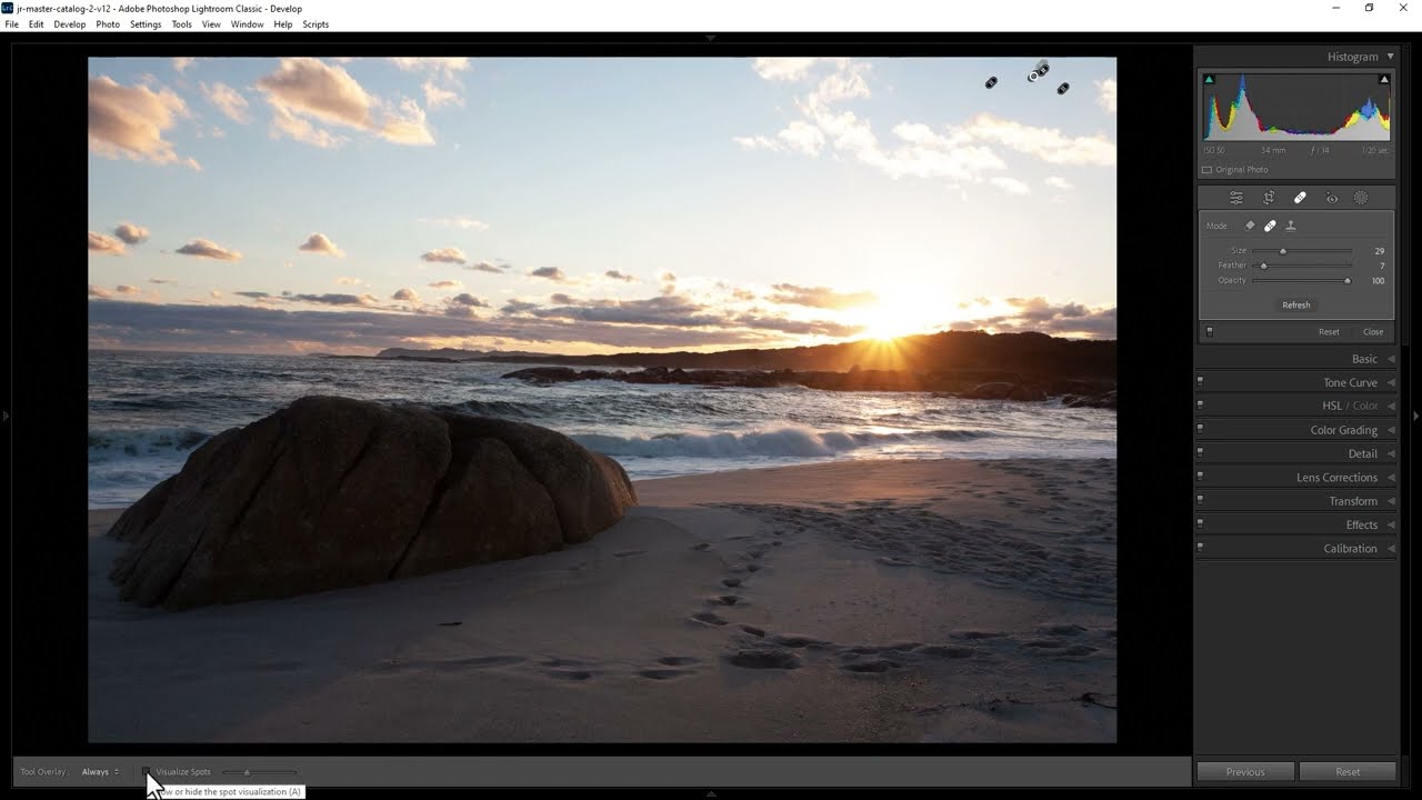 How to you get rid of dust spots in Lightroom Classic?