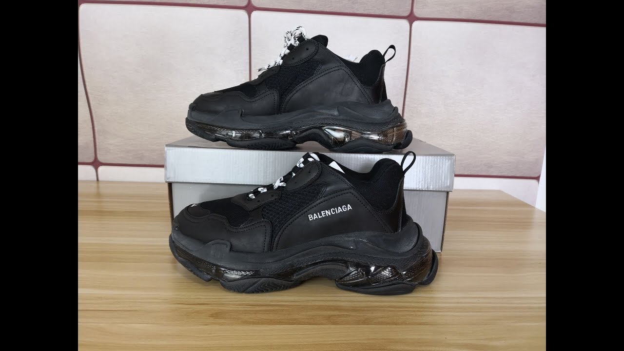Распаковка и обзор Balenciaga Triple S Clear Sole Black