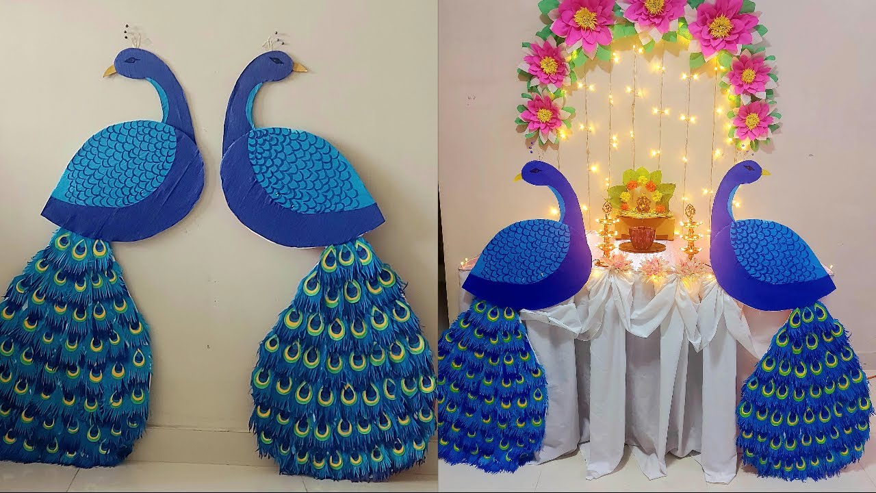 Peacock Making| Peacock Craft| Peacock Decoration| Peacock making using Thermocol Sheet/Cardboard