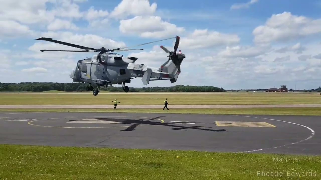 Navy Wildcats landing at RAF Shawbury. Falklands 40th Anniversary flyover.