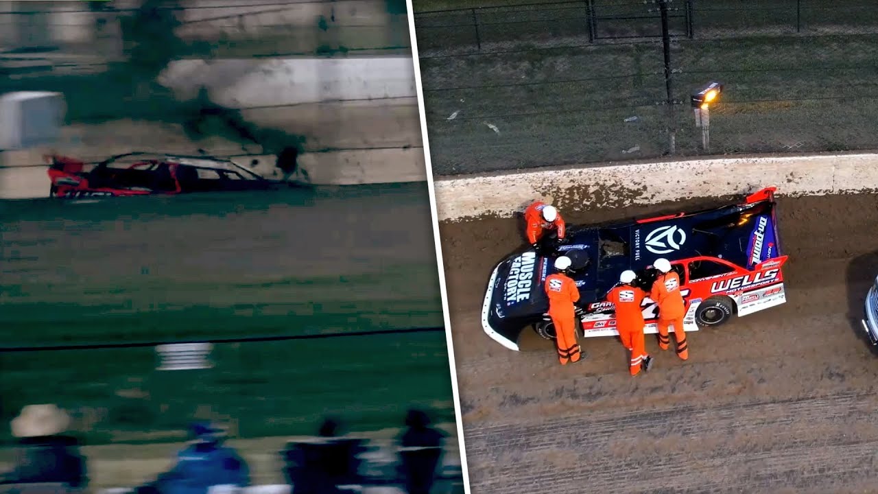Brandon Overton Crashes Hard While Leading Friday Heat At Eldora Speedway Dirt Late Model Dream