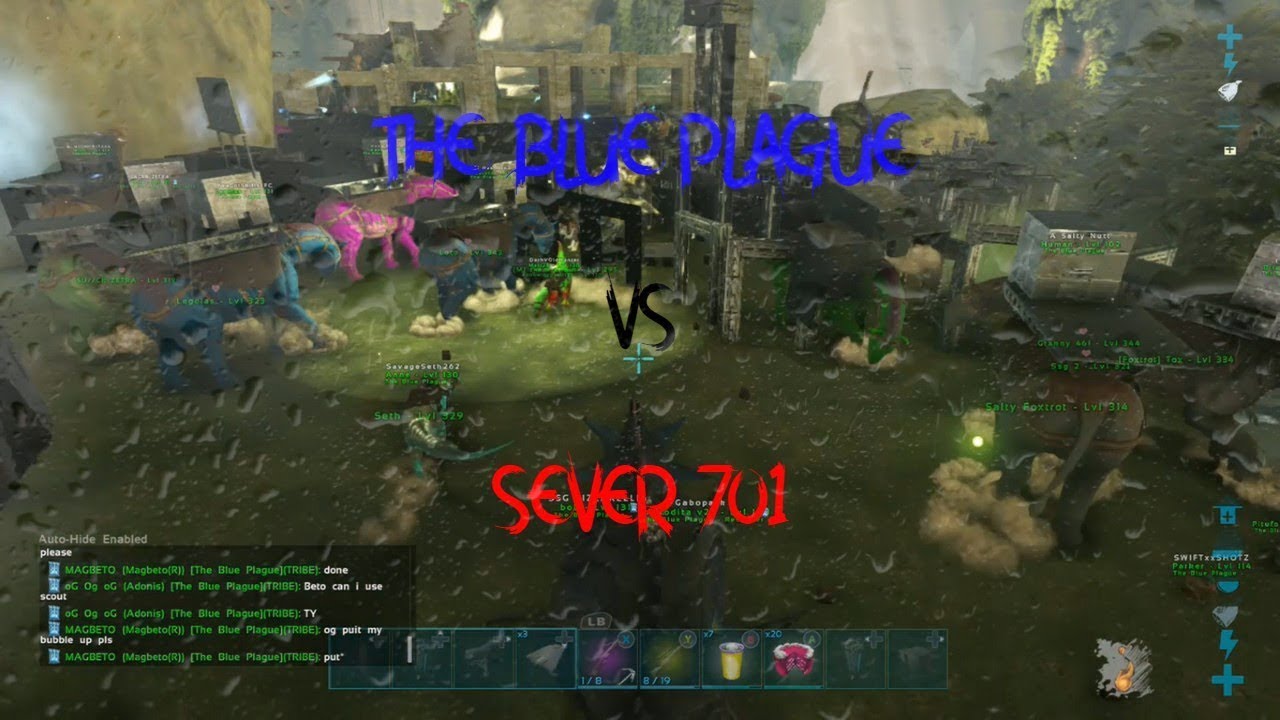 ARK OFFICIAL SERVER THE BLUE PLAGUE VS SERVER 701 (BEACH BOBS)