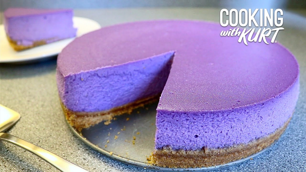 Ube Cheesecake with Graham Cracker Crust and Homemade Coconut Whipped Cream | Cooking with Kurt