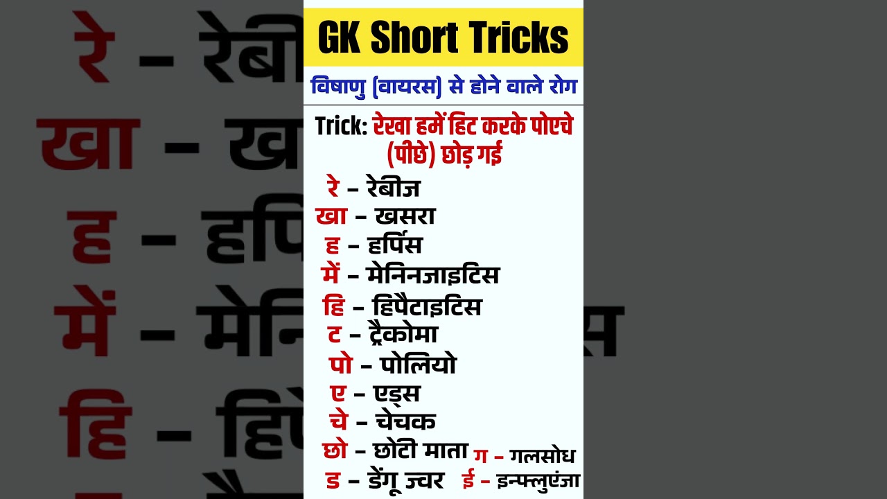 Gk Trick - Virus Se Hone Wale Rog Ka Trick | विषाणु (वायरस) से होने वाले रोग #shorts #shortsfeed