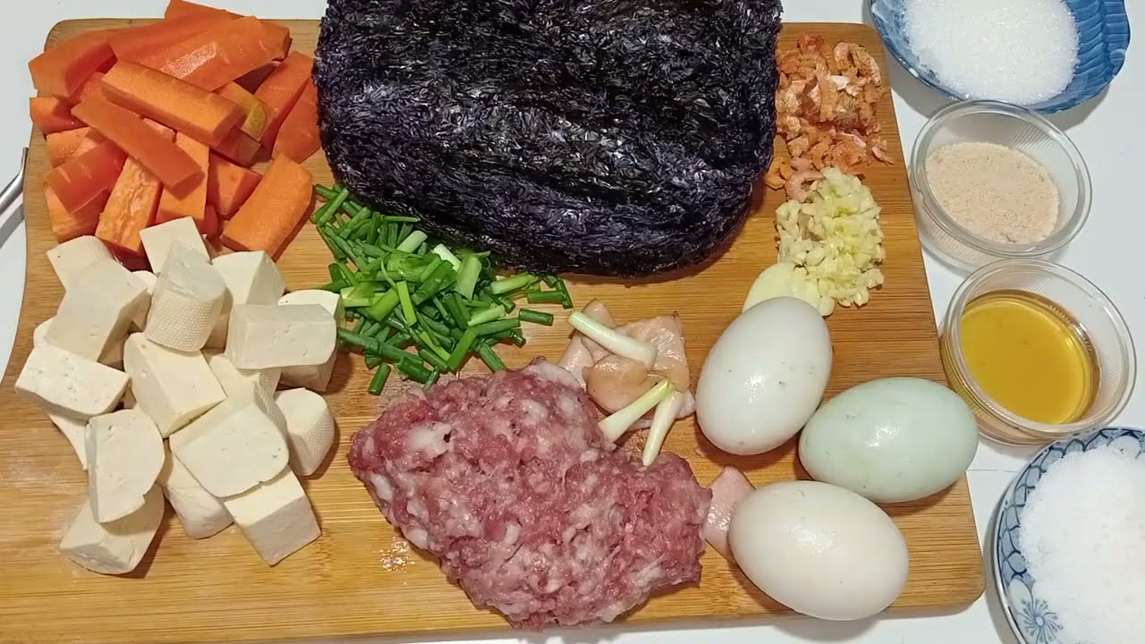 Simple Seaweed with pork stand Soup /ស្ងោរ​ជីឆាយជាមួយសាច់ជ្រូកជញ្ជ្រាំ/Ny Cooking
