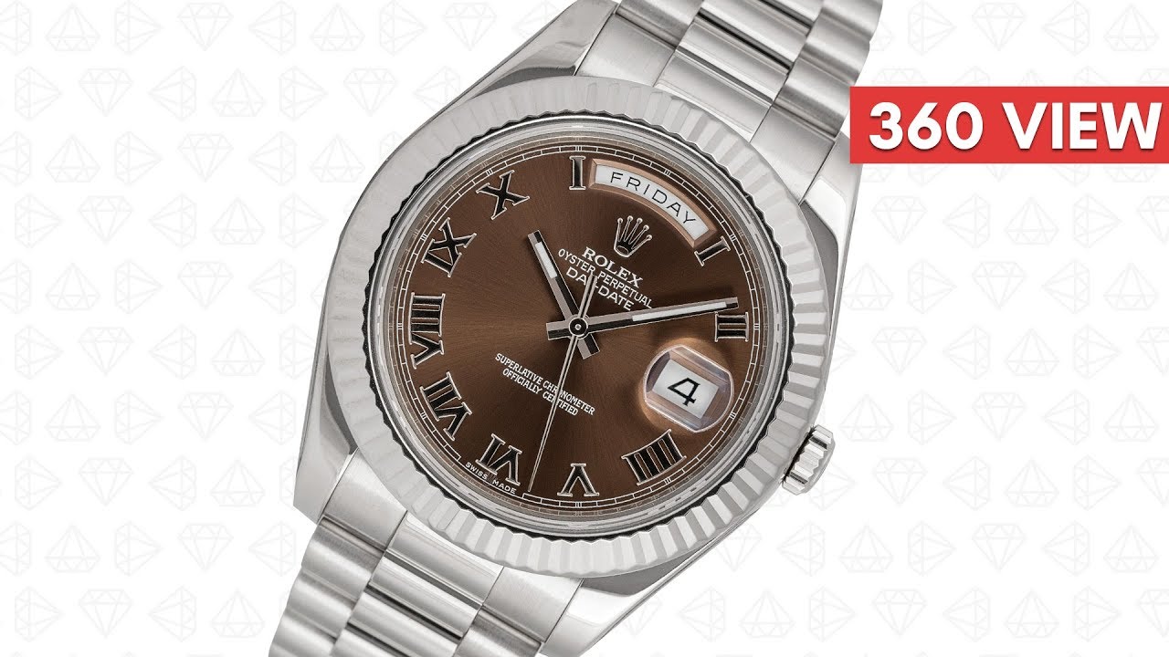 Rolex Day-Date 41mm 18ct White Gold Chocolate/Roman Dial 218235 - Time4Diamonds