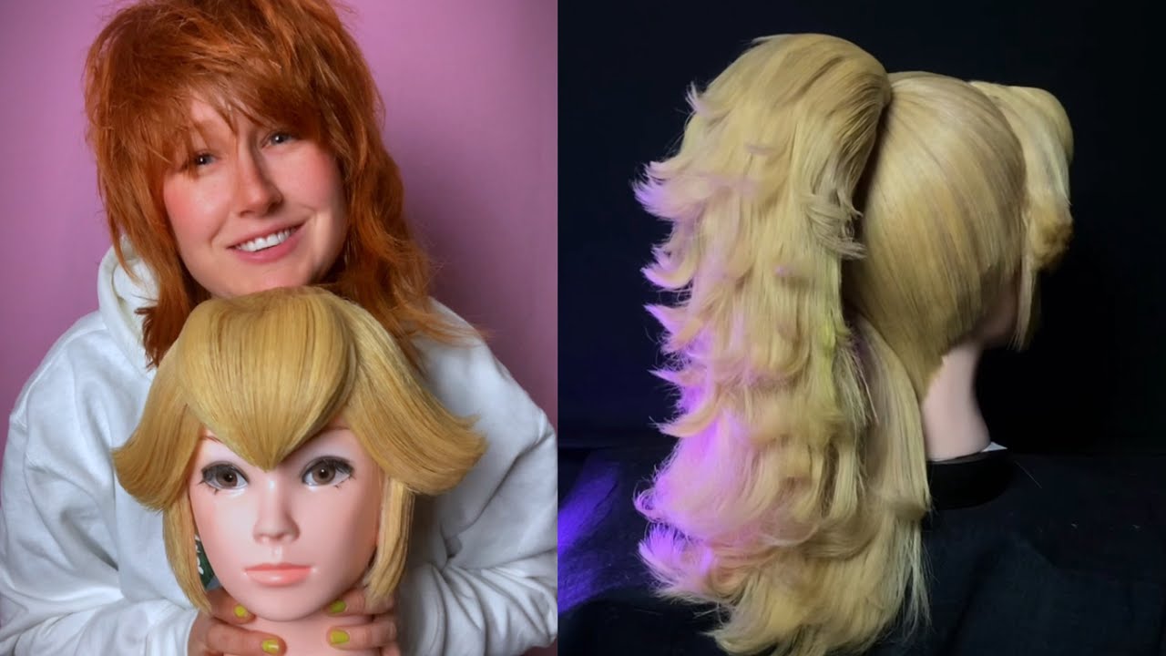 Styling a Biker Princess Peach cosplay wig with magnet magic! 🧲 🍄