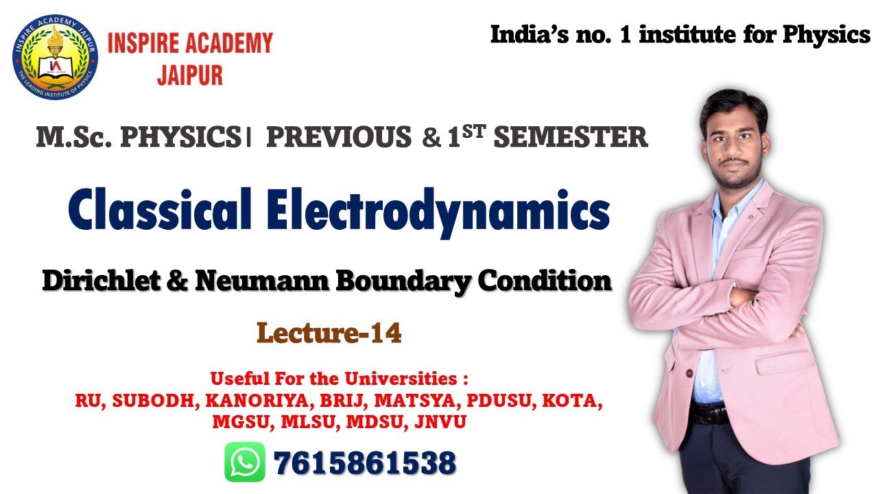 M.Sc. Physics l L-14 l Dirichlet and Neumann Boundary Condition l Classical Electrodynamics