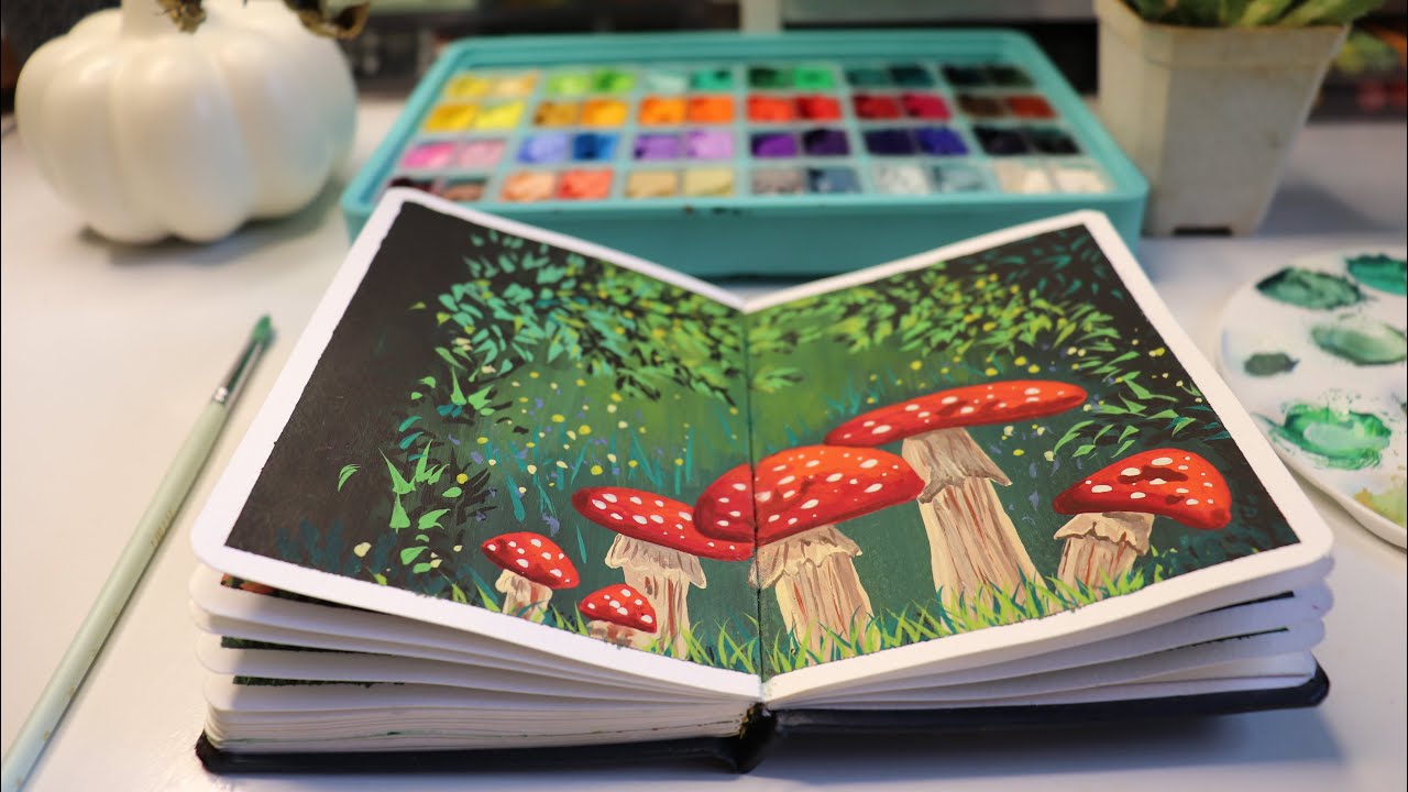 Easy For Beginners / HIMI Gouache painting / Red Mushroom / Step by Step