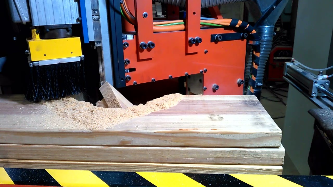 Cutting 4.5 inch thick open stringers on 5 axis CNC stair machine
