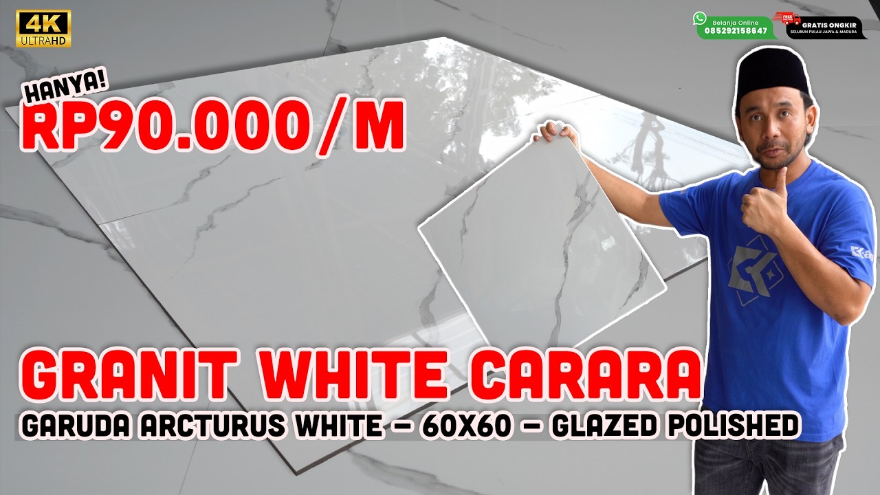 PROMO MURAH BANGET! GRANIT WHITE CARARA, GARUDA ARCTURUS WHITE CUMA 90RB - GLAZE POLISH, KW 1, 60X60
