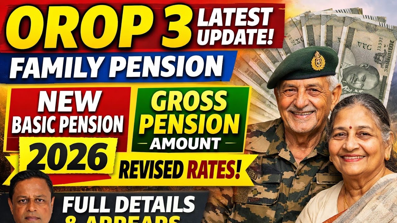 OROP 3 Latest Update 2026 | Ordinary Family Pension Revised Basic & Gross Pension Full Details