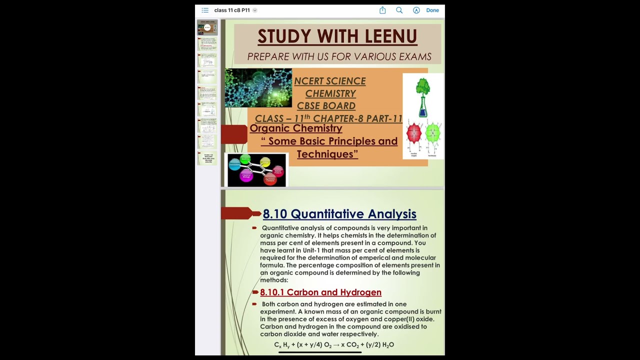 NCERT CLASS 11 SOME BASIC PRINCIPLES AND TECHNIQUES | PART-11| QUANTITATIVE ANALYSIS | 