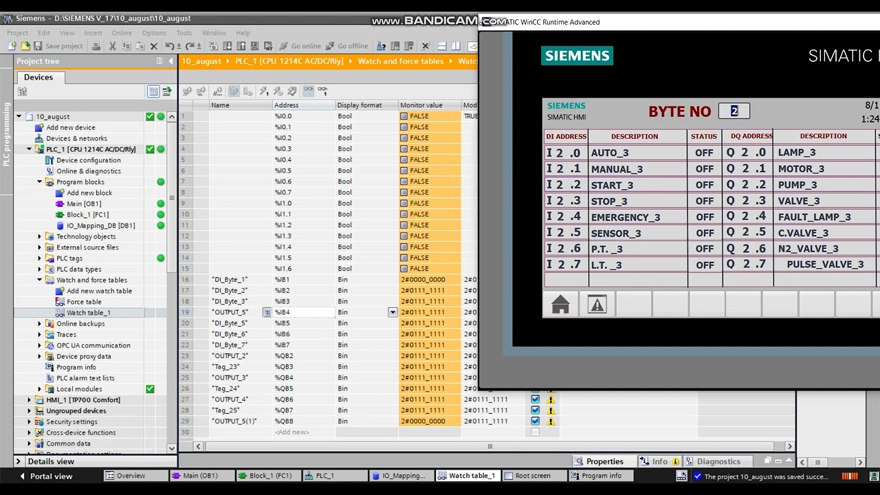 #Siemens TP-700 HMI IO status testing using Scatter instruction in s7 1214 CPU..