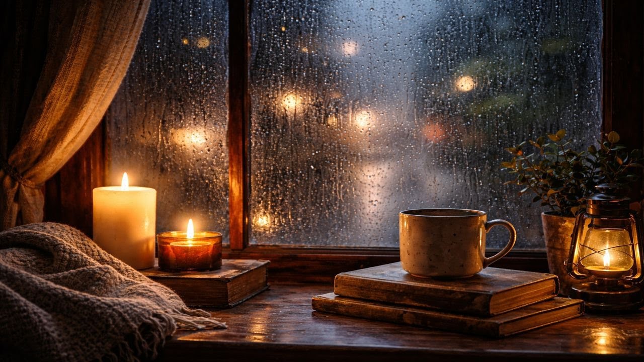 Gentle Rain on Window at Night 🌧️ | Cozy Sleep Sounds | No Talking