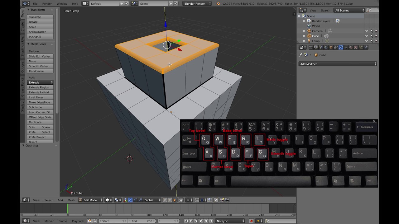 Bevelled Extrude v1.3.0: Non-destructive Modelling with bevel weights, New Interface + Shortcuts
