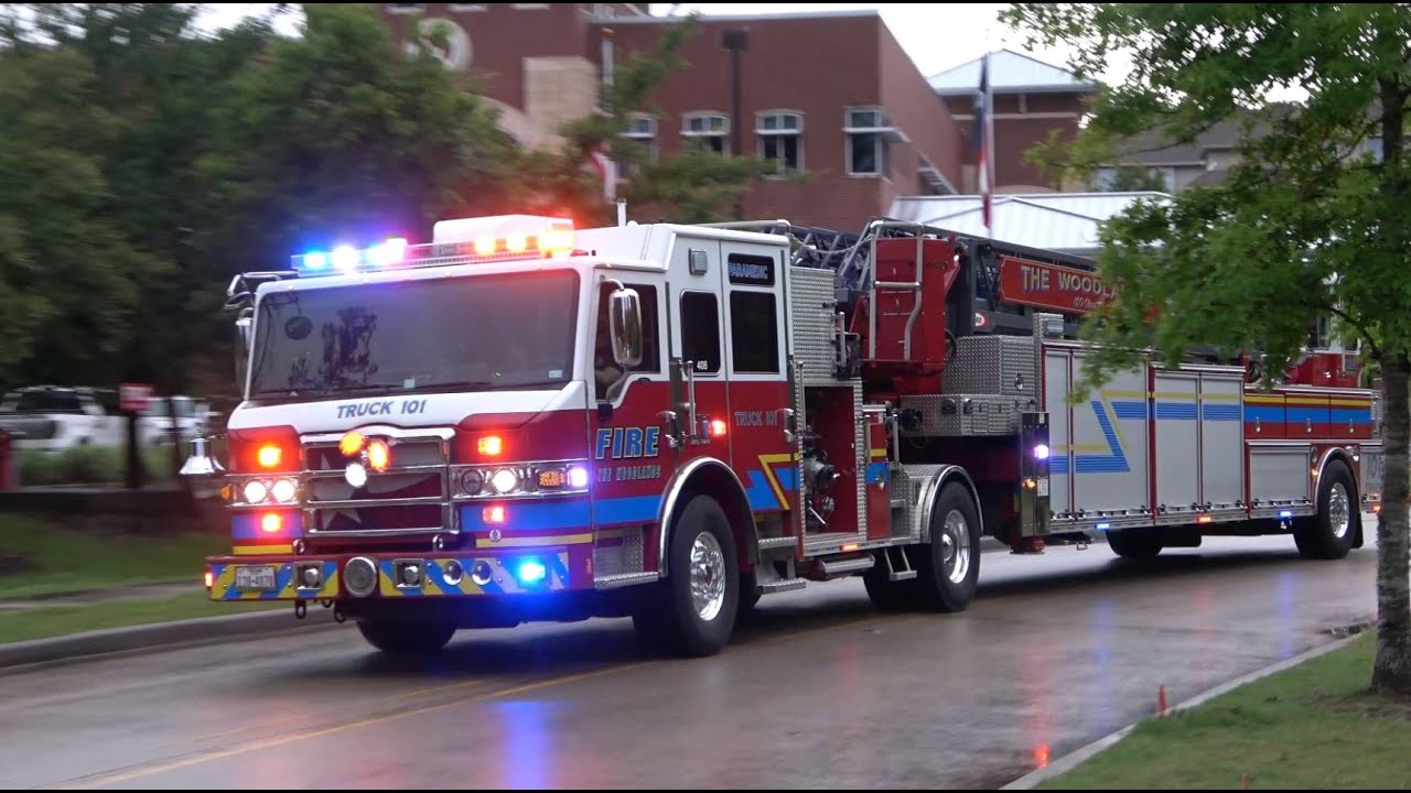 Engine 101 & Truck 101 - MVC Response [The Woodlands Fire Department]