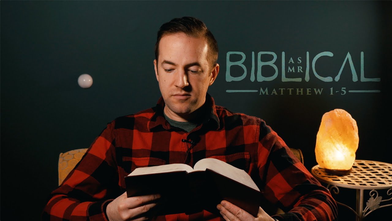 Biblical ASMR Matthew 1-5 Whispered Reading for Sleep with Crackling Fire