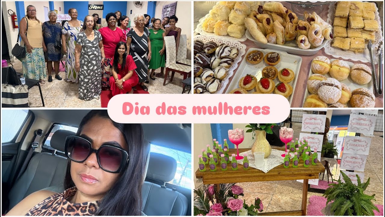 Meu esposo me levou para tomar café fora,fizemos uma peça na igreja e brincadeiras entre as mulheres