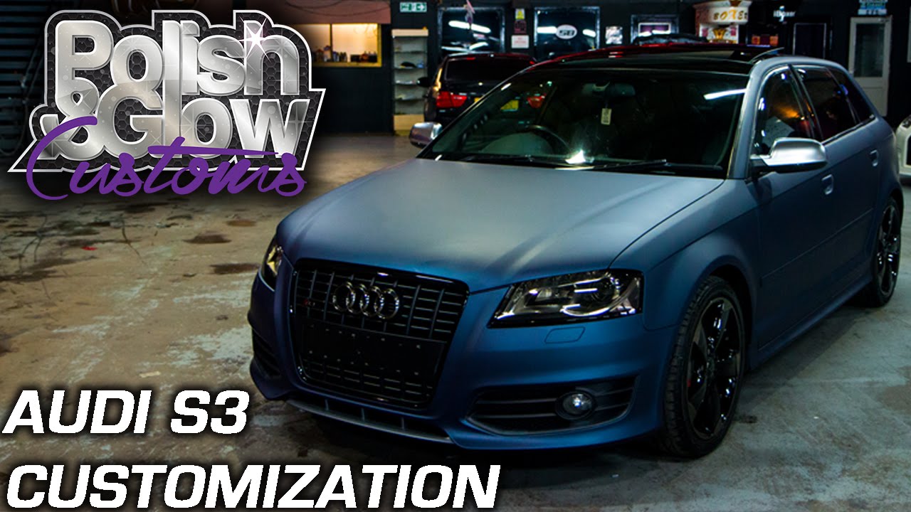 Orange Audi S3 wrapped to Mariana Blue with Headlight & Taillight Tints | P&G Customs
