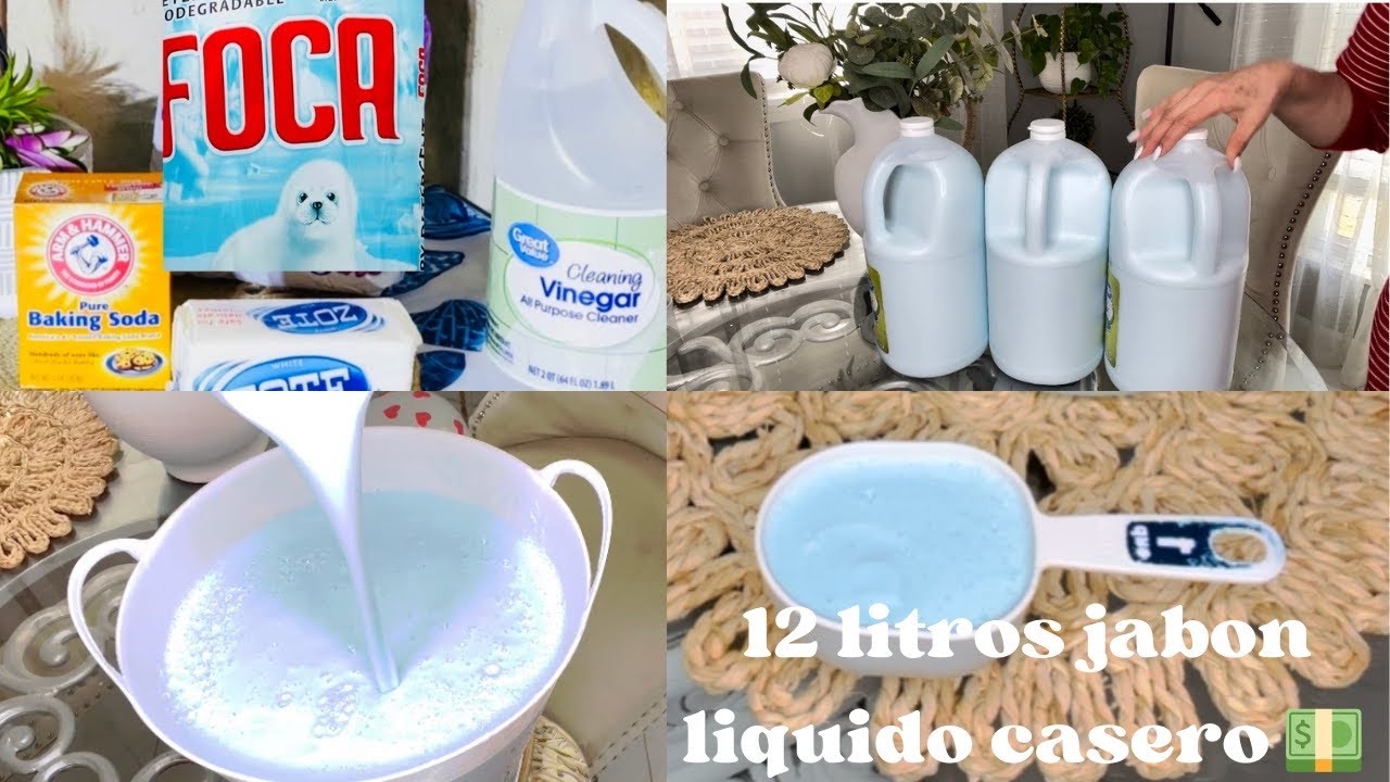 Como hacer 12 litros de jabón líquido casero para lavadora con solamente 5.00 dólares 💵